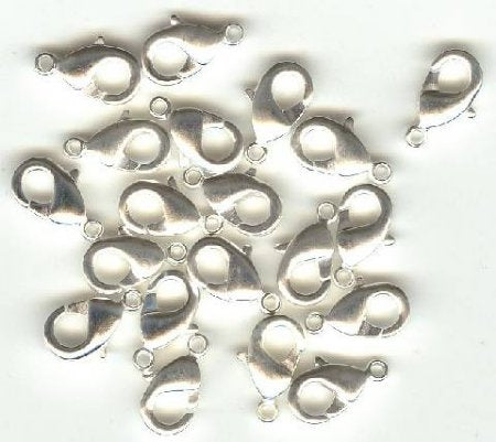 20 12mm Matte Silver Plated Lobster Claw Clasps