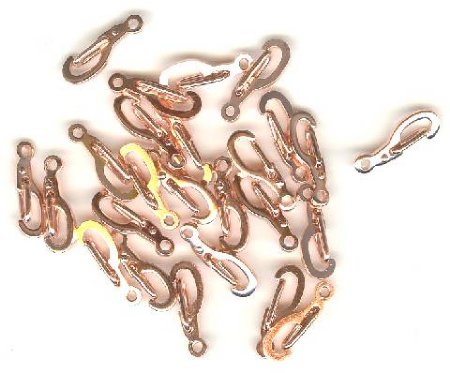 25 14mm Self Closing Bright Copper Clasps