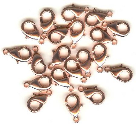 20 15mm Bright Copper Plated Lobster Claw Clasps