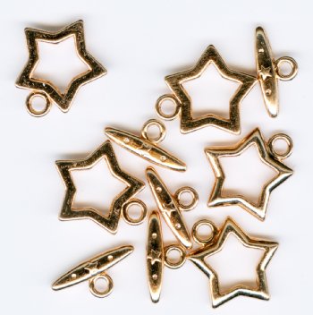 5 17mm Bright Copper Star Toggle Clasps
