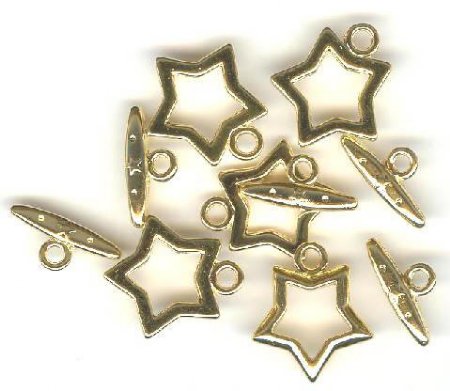 5 17mm Gold Plated Star Toggle Clasps