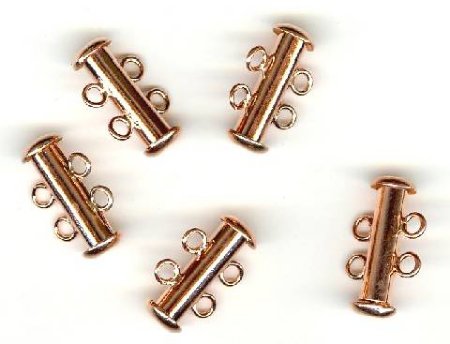5 sets of 17x10mm Bright Copper 2-Strand Tube Clasps