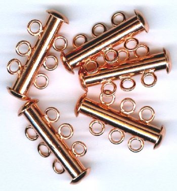 5 sets of 21x10mm Bright Copper 3-Strand Tube Clasps