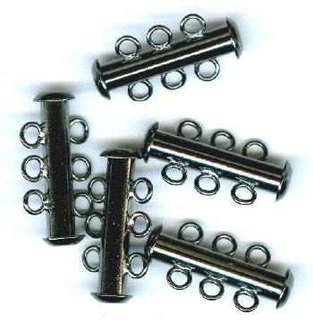 5 sets of 21x10mm Gunmetal 3-Strand Tube Clasps