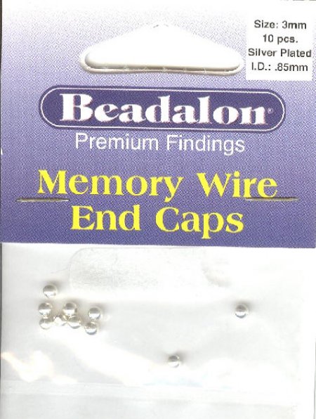 10 3mm Beadalon Round Silver Plate Memory Wire Caps