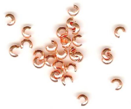 25 3mm Bright Solid Copper Crimp Covers