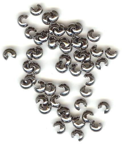 100 3mm Gunmetal Crimp Covers