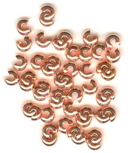 100 4mm Bright Copper Crimp Covers