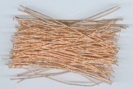 100, 3 Inch 20ga Bright Copper Head Pins