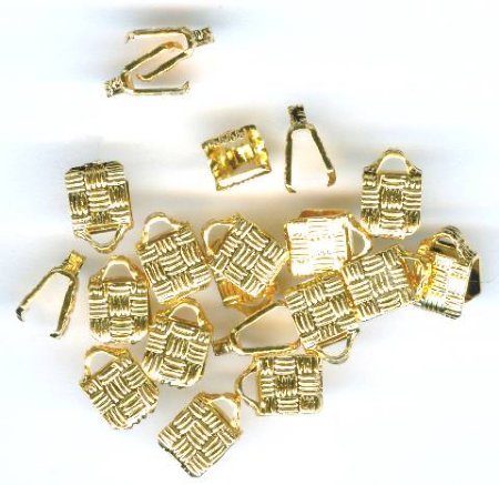 20 7x5mm Textured Gold Ribbon Ends