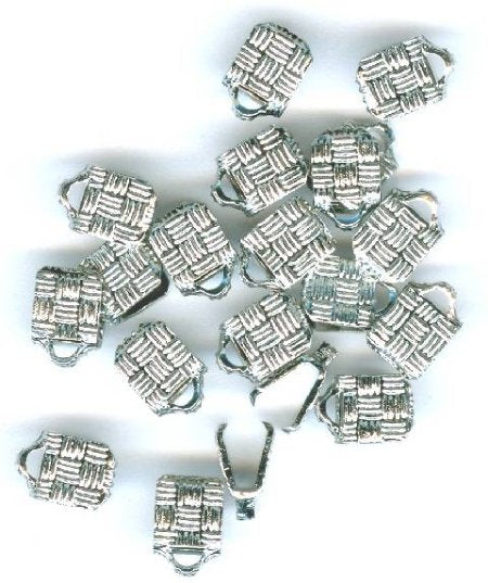 20 7x5mm Textured Nickel Ribbon Ends