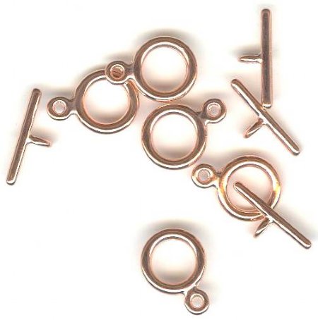 5 Sets Plain 9mm Toggles - Bright Copper