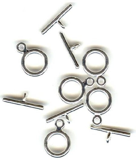 5 Sets 9mm Plain Bright Silver Plated Toggles