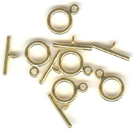 5 Sets Plain 9mm Toggles - Gold