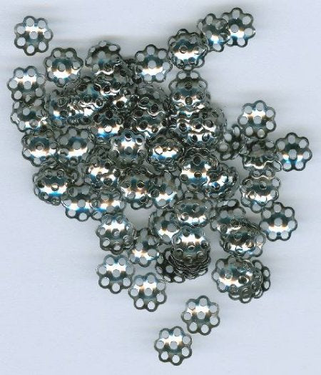 100 3x6mm Gunmetal Daisy Bead Caps