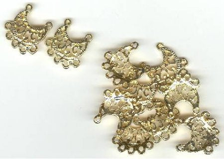 5 Pairs of 20x16mm 5 Loop Drop Gold Earrings