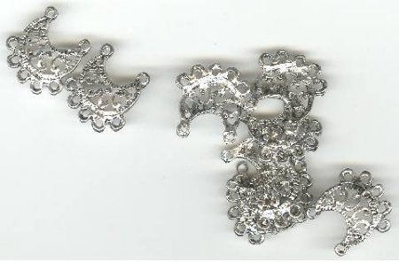 5 Pairs of 20x16mm 5 Loop Drop Nickel Earrings