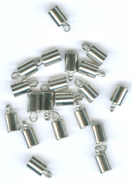 20 8x4mm Nickel Glue On End Caps