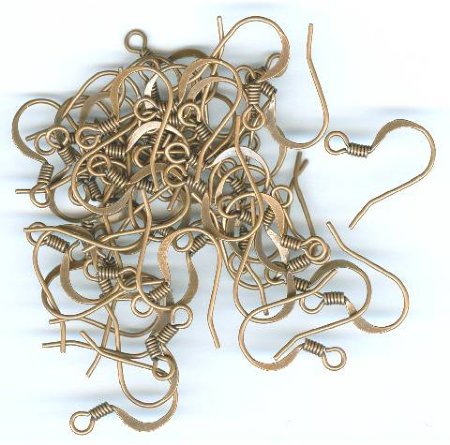 25 Pairs of Antique Copper Flat Fish Hook Earrings