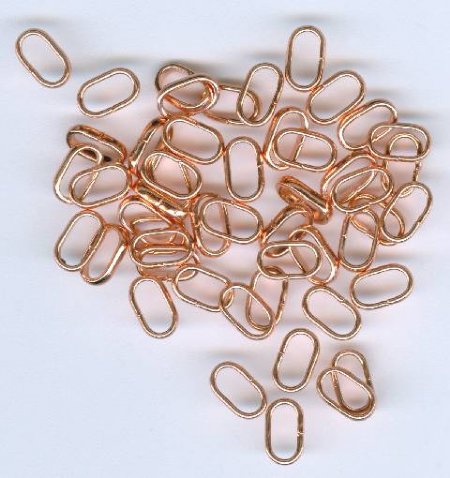 50 8x5mm Bright Copper Flat Oval Jump Rings