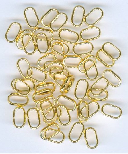 50 8x5mm Gold Flat Oval Jump Rings