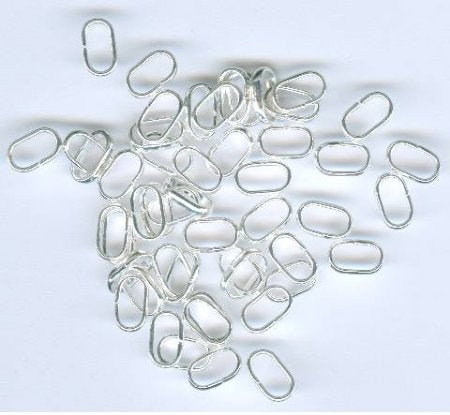 50 8x5mm Silver Plated Flat Oval Jump Rings