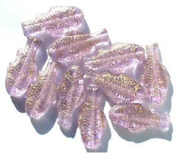 10 28x13mm Alexandrite and Gold Fish Beads