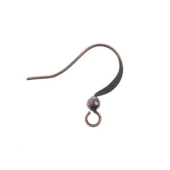 30 Pairs of Antique Copper Flat Fish Hook Earrings with Bead