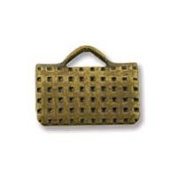 18 10x7mm Antique Brass Grid Ribbon Ends