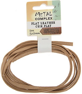 2m of 5x2mm Light Brown Flat Leather Lacing by Metal Complex