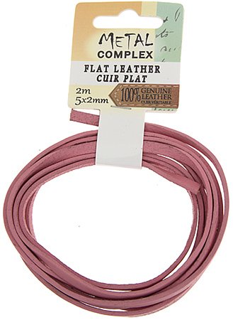 2m of 5x2mm Pink Flat Leather Lacing by Metal Complex