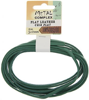 2m of 5x2mm Turquoise Green Flat Leather Lacing by Metal Complex