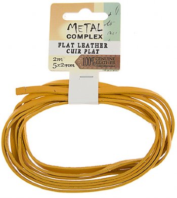 2m of 5x2mm Yellow Flat Leather Lacing by Metal Complex