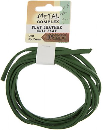 2m of 5x2mm Dark Green Flat Leather Lacing by Metal Complex