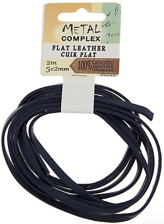 2m of 5x2mm Navy Flat Leather Lacing by Metal Complex
