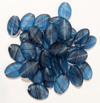 25 16x11mm Flat Oval Marble Matte Petrol Blue