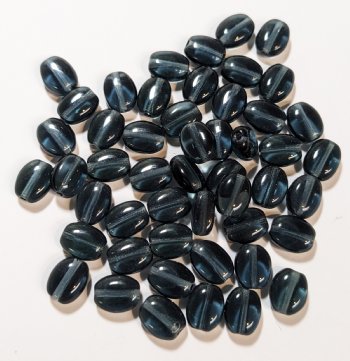 50 8x6mm Transparent Montana Blue Flat Oval Glass Beads
