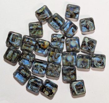 25 9mm Flat Square Transparent Light Sapphire Travertine