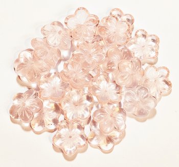 25 5x16mm Transparent Rosaline Cupped Flower Beads