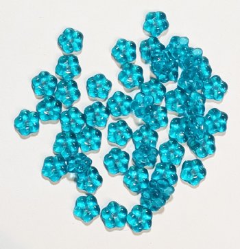 50, 5mm Transparent Blue Zircon Glass Forget Me Not Flower Beads