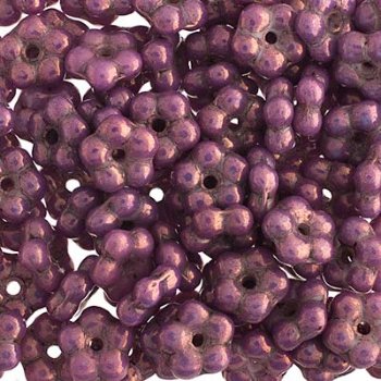 50, 5mm Lilac Alabaster Lustre Glass Forget Me Not Flower Beads