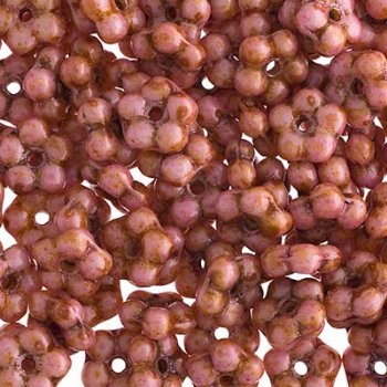 50, 5mm Pink Alabaster Travertine Glass Forget Me Not Flower Beads