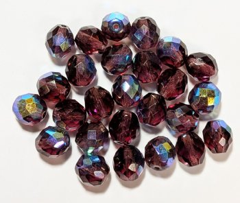 25 10mm Faceted Round Transparent Amethyst AB Beads