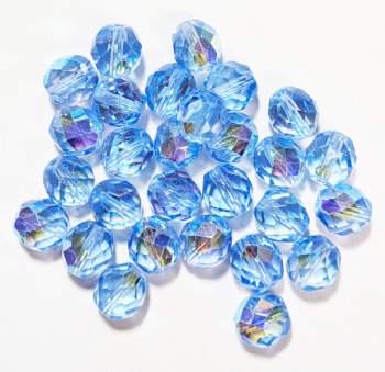25 10mm Faceted Round Transparent Light Sapphire AB Beads