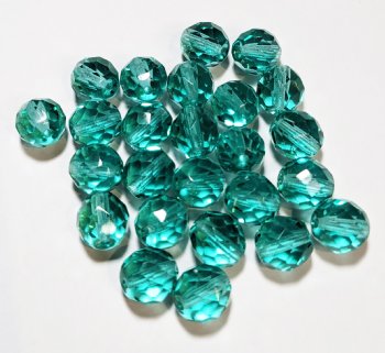 25 10mm Faceted Round Transparent Light Turquoise Firepolish Beads