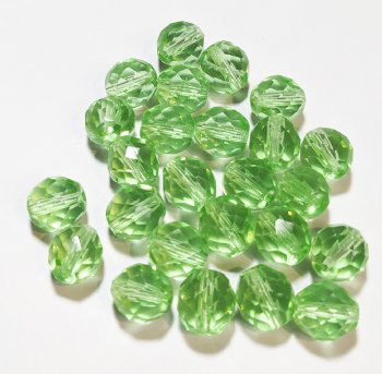25 10mm Faceted Round Transparent Peridot Firepolish Beads