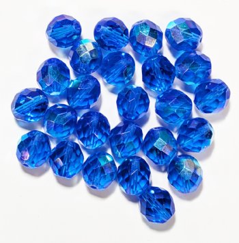 25 10mm Faceted Round Transparent Sapphire AB Beads
