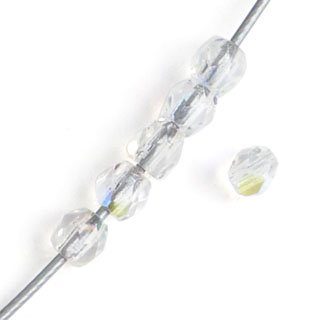 100 3mm Crystal AB Faceted Glass Beads