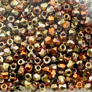 100 3mm Crystal California Gold Coated Faceted Glass Beads