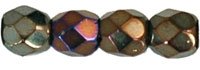 100 3mm Metallic Brown AB Faceted Glass Beads